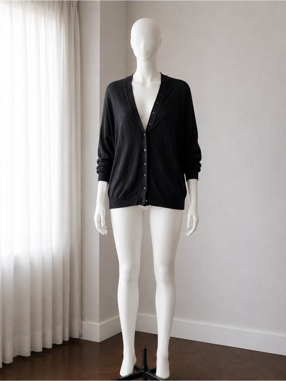 All saints Black V-Neck Button Cardigan Sweater small